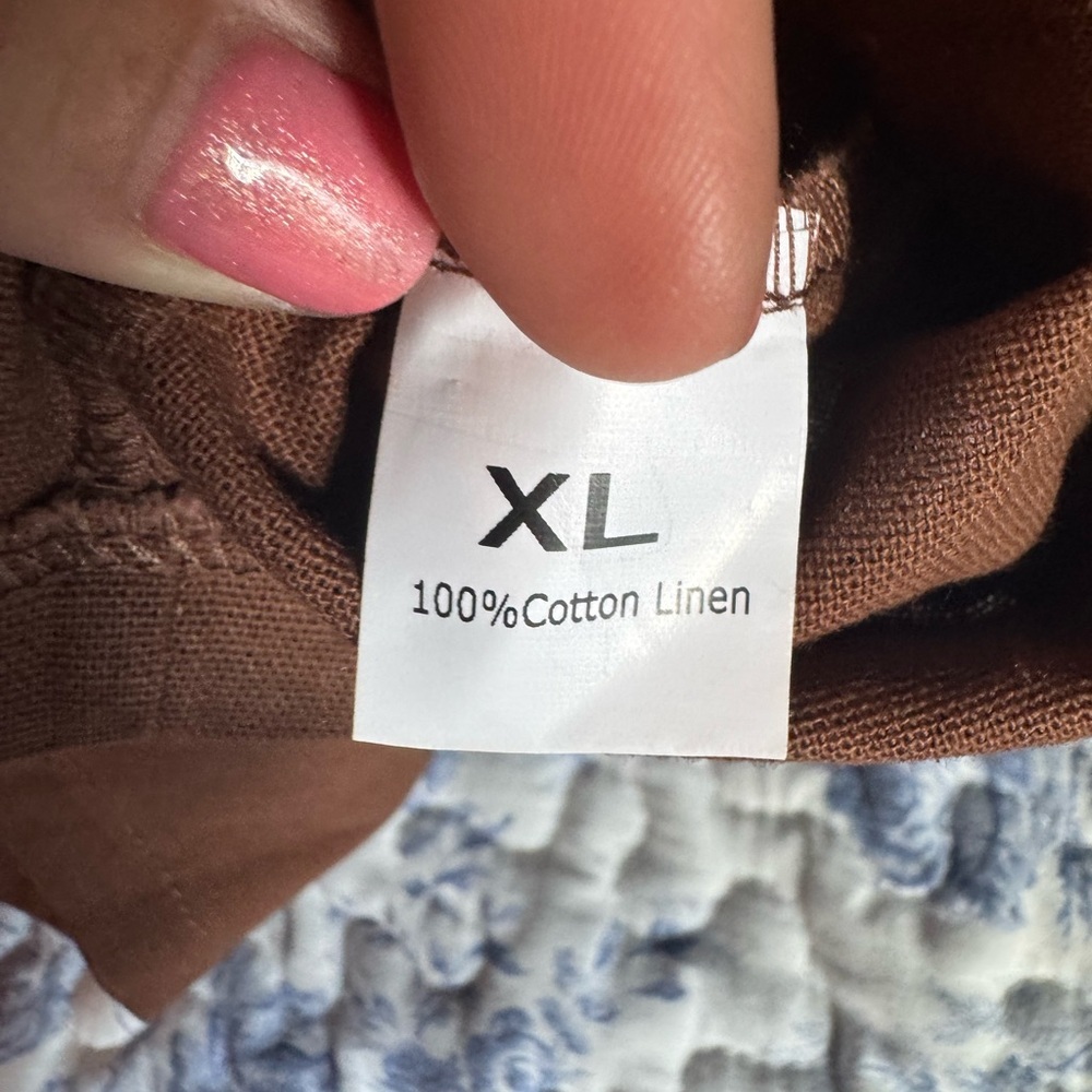 Brown cotton/ linen  Button-Up Vest - Picture 5 of 5